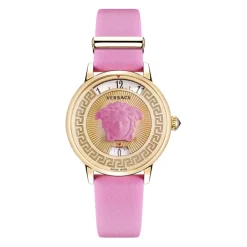 Ure^Versace MEDUSA ICON Læderur Guld Pink