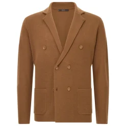 Strik<Boggi Milano Merino uld dobbeltradet jakke Brun