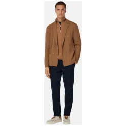 Strik<Boggi Milano Merino uld dobbeltradet jakke Brun