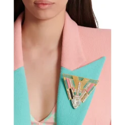 Smykker^Balmain Messing og krystal Art Deco broche Multifarvet