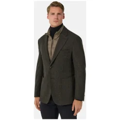Jakker^Boggi Milano Micro Fancy Uldblanding Blazer med Aftagelig Indsats Brun