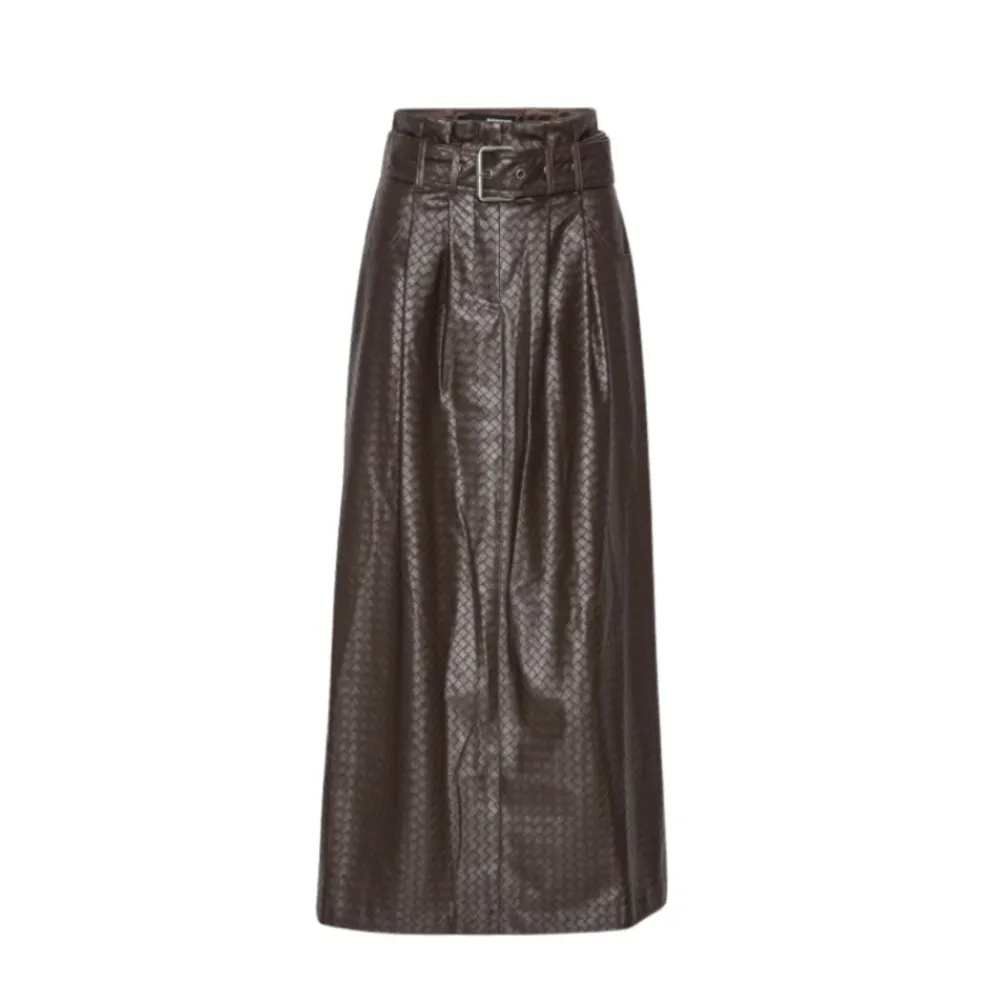 Nederdele^ROTATE Birger Christensen Midi Paper Waist Skirt Brun