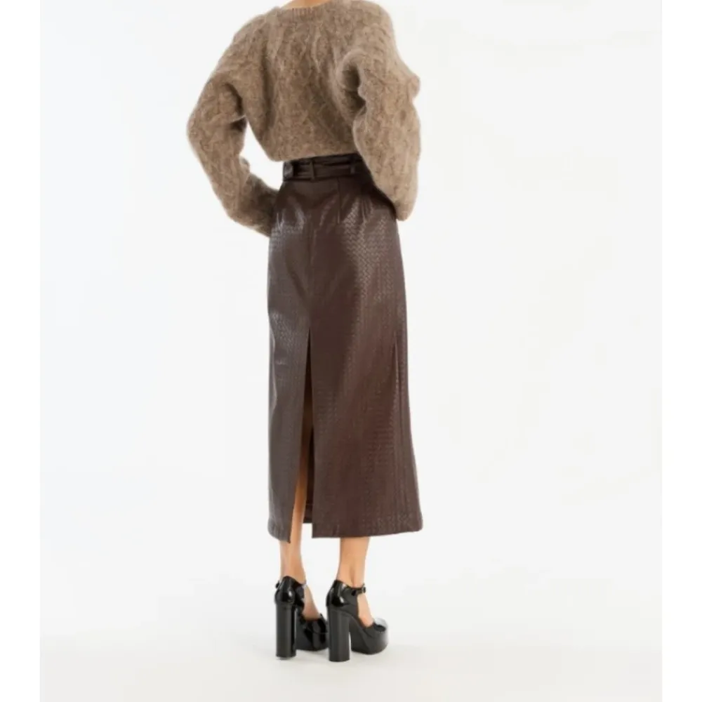 Nederdele^ROTATE Birger Christensen Midi Paper Waist Skirt Brun