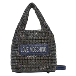 Bæltetasker^Love Moschino Midnatsblå håndtaske med Strass Grå