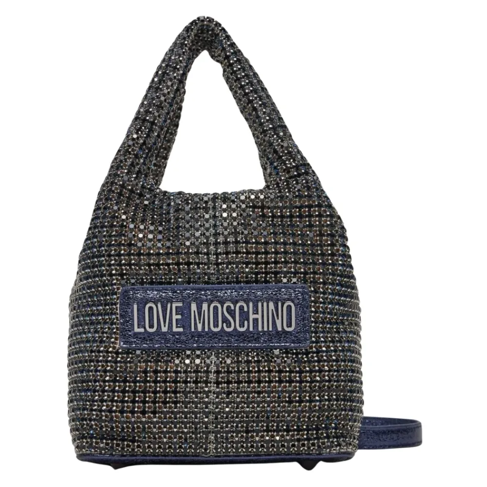 Bæltetasker^Love Moschino Midnatsblå håndtaske med Strass Grå