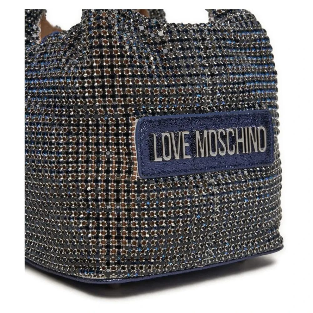 Bæltetasker^Love Moschino Midnatsblå håndtaske med Strass Grå