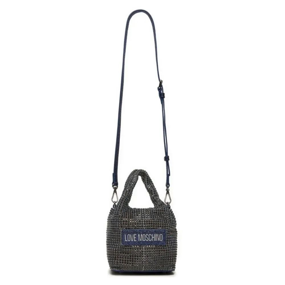 Bæltetasker^Love Moschino Midnatsblå håndtaske med Strass Grå