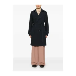 Frakker<Dries Van Noten Midnight Blue Dobbeltspændt Frakke Blå