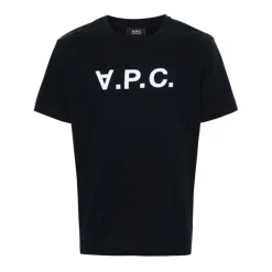 T-Shirts^A.P.C. Midnight Blue Jersey Logo T-shirt Blå
