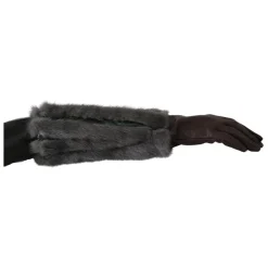 Handsker^Dolce & Gabbana Midt Arm Længde Læder Pels Handsker Brun