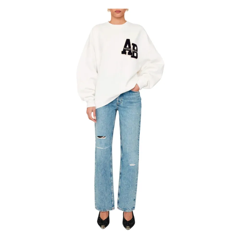 Sweatshirts|Striktrøjer & Sweatere^Anine Bing Miles Oversized Sweatshirt Letterman Hvid