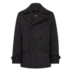 Frakker^Belstaff Milford Peacoat Uld Kashmir Blanding Kul Sort