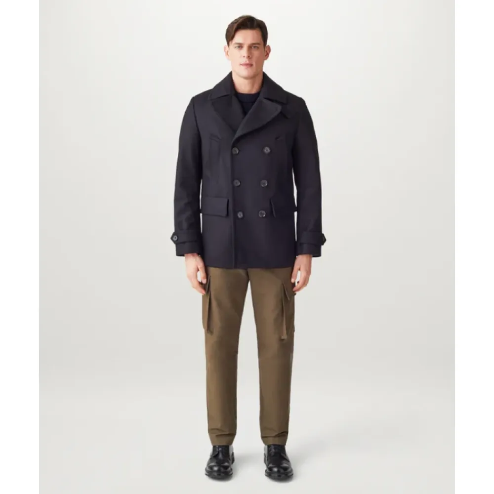Frakker^Belstaff Milford Peacoat Uld Kashmir Blanding Blå