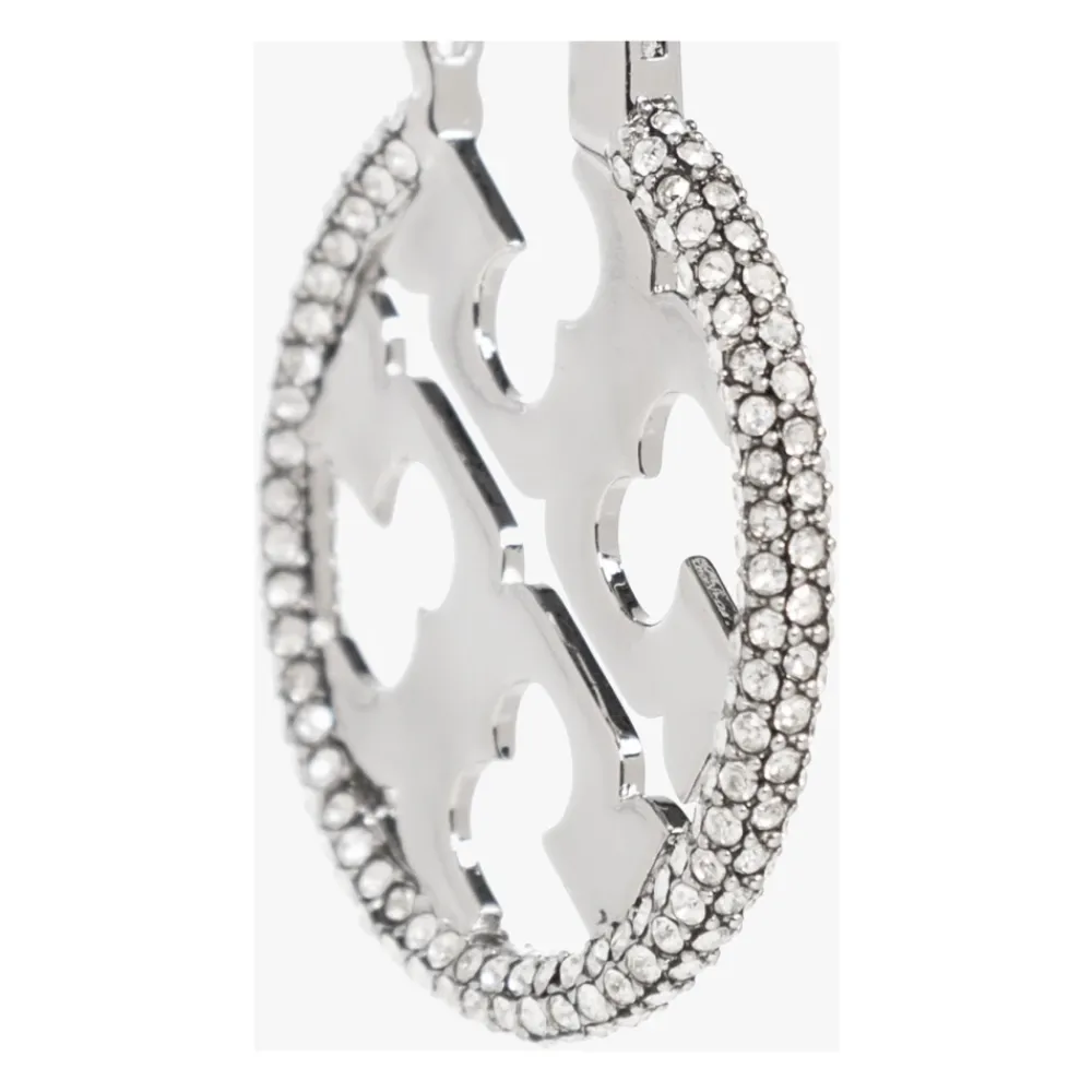 Smykker<Tory Burch Miller Pavé Hoop Øreringe Grå