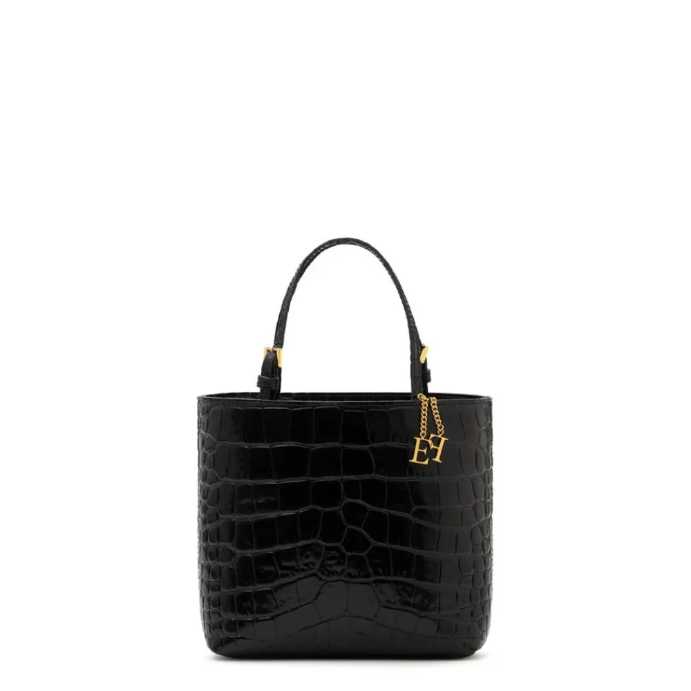 Bæltetasker^Elisabetta Franchi Mini Læder Tote Bag med Logo Charms Sort