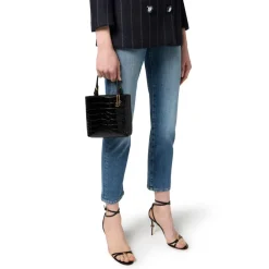 Bæltetasker^Elisabetta Franchi Mini Læder Tote Bag med Logo Charms Sort