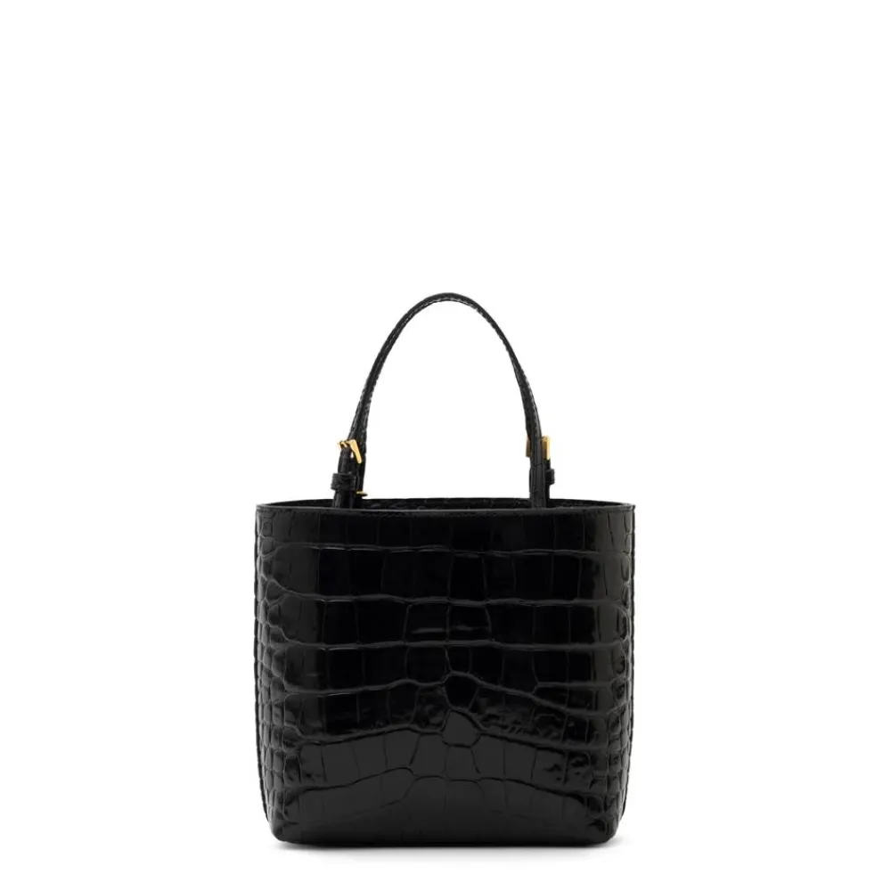Bæltetasker^Elisabetta Franchi Mini Læder Tote Bag med Logo Charms Sort