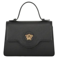 Håndtasker<Versace Mini lædertaske med push-lock lukning Sort
