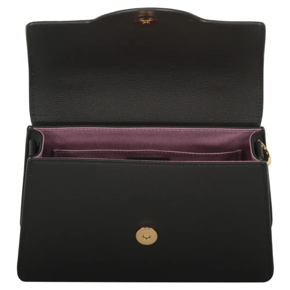 Håndtasker<Versace Mini lædertaske med push-lock lukning Sort