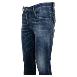 Jeans^Dsquared2 Mænds Knaphul Jeans med Læder Patch Blå