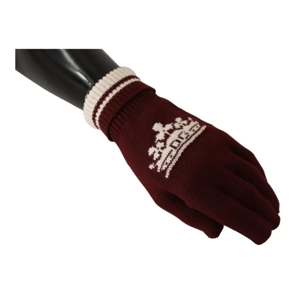 Handsker<Dolce & Gabbana Mønstret Strik Vinterhandsker Rød