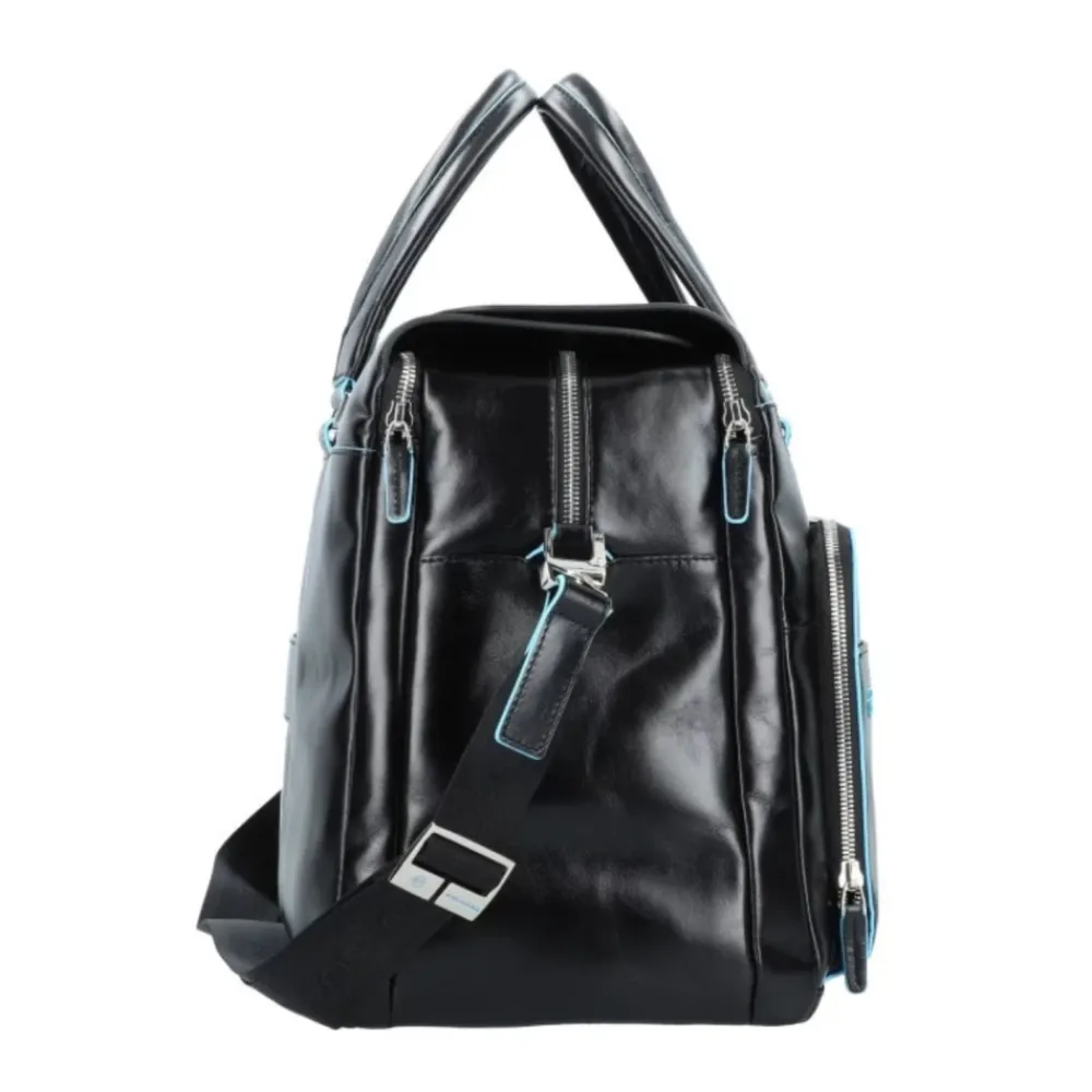 Rejsetasker^Piquadro Moderne Læderrejsetaske med Laptoprum Sort