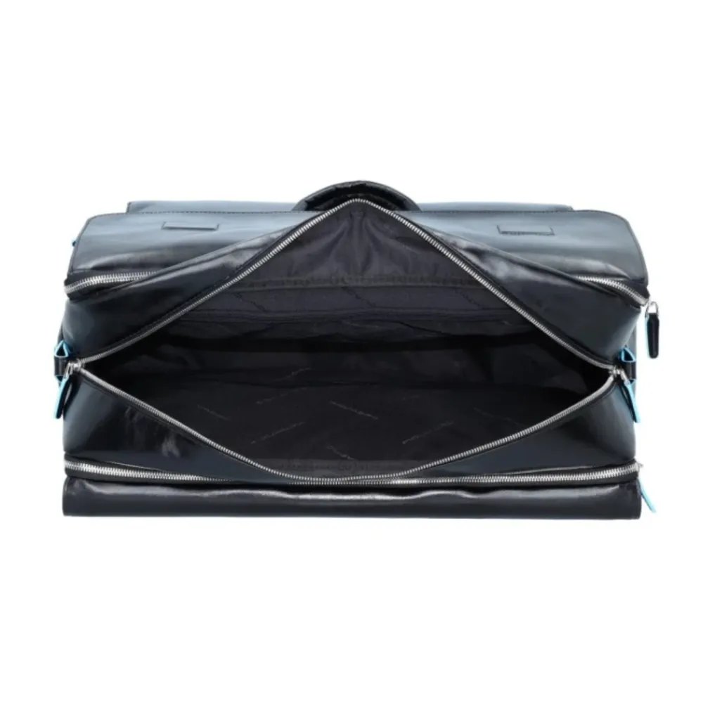 Rejsetasker^Piquadro Moderne Læderrejsetaske med Laptoprum Sort