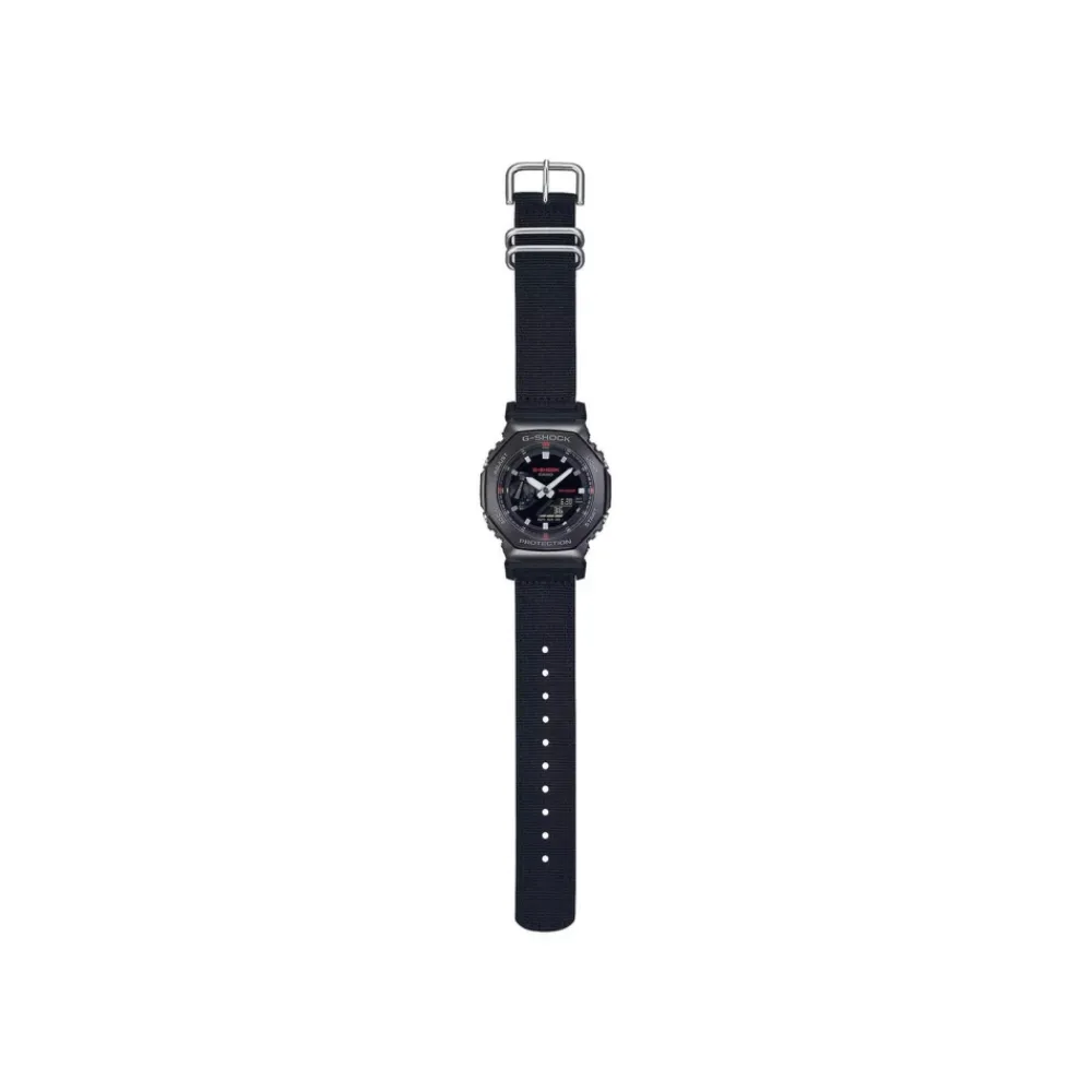 Ure^Casio Moderne stofrem Quartz ur med LED Sort