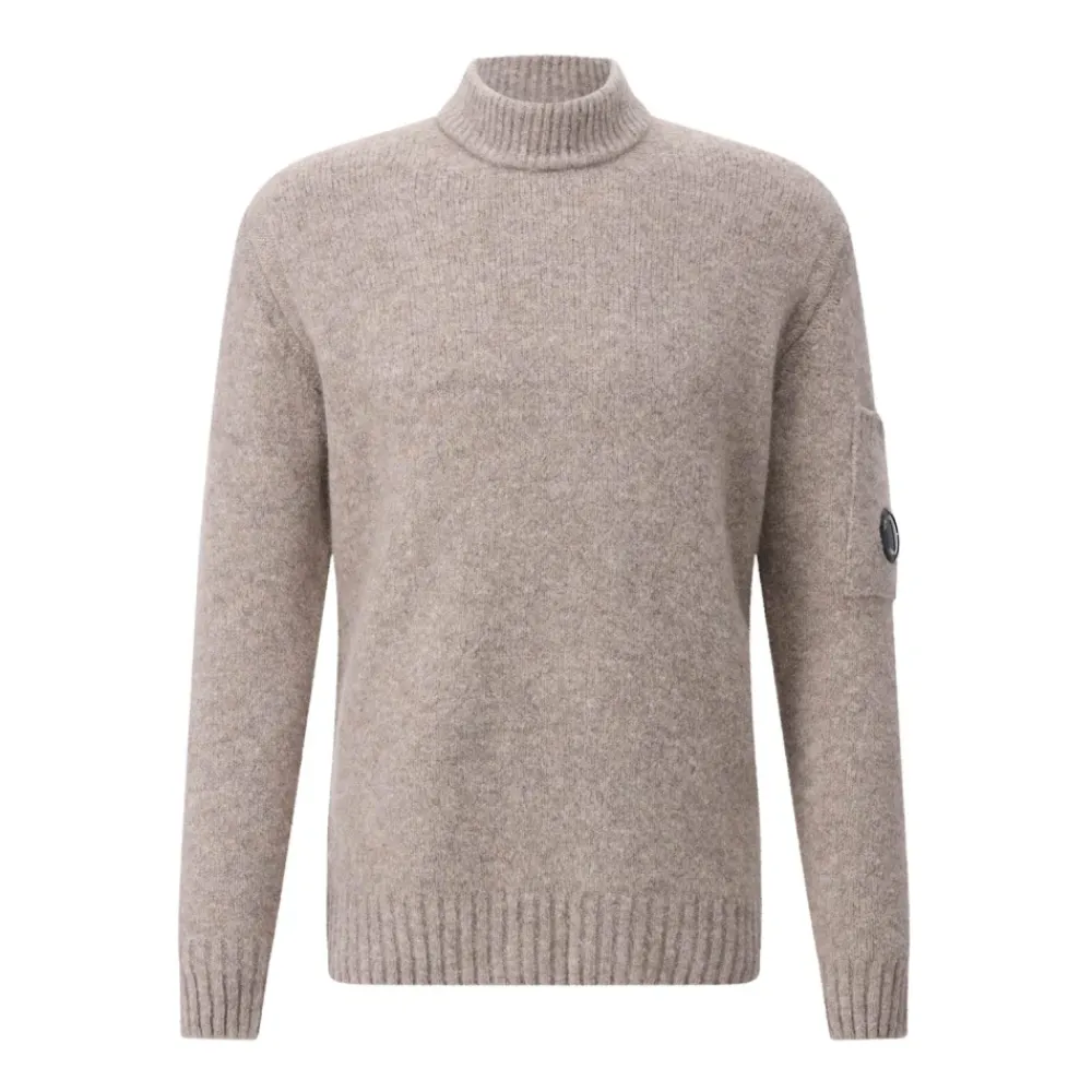 Strik<C.P. Company Moderne uldblandet sweater med stående krave Brun