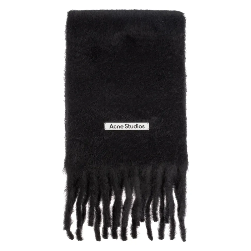 Halstørklæder Og Tørklæder<Acne Studios Mohair Logo Scarf Sort