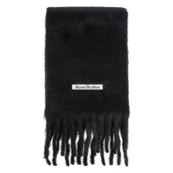 Halstørklæder Og Tørklæder<Acne Studios Mohair Logo Scarf Sort