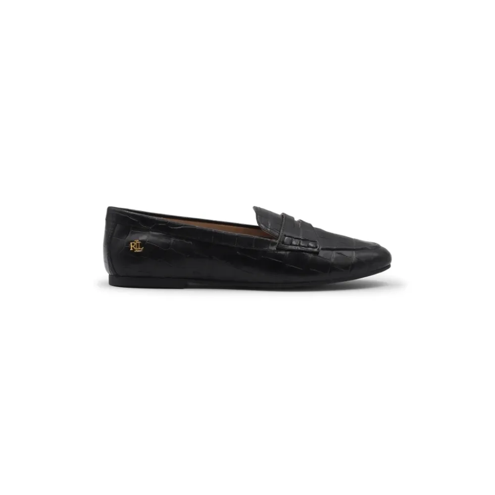 Loafers<Ralph Lauren Mokkasin krokodil tryk - 40.5, BLK Sort