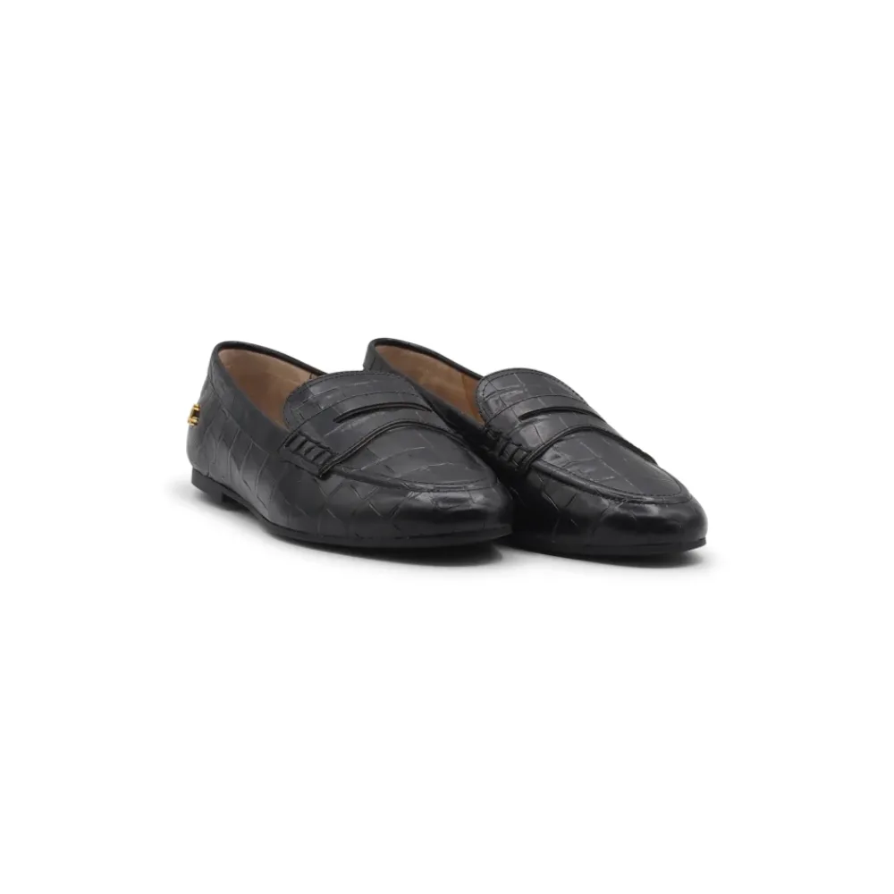 Loafers<Ralph Lauren Mokkasin krokodil tryk - 40.5, BLK Sort