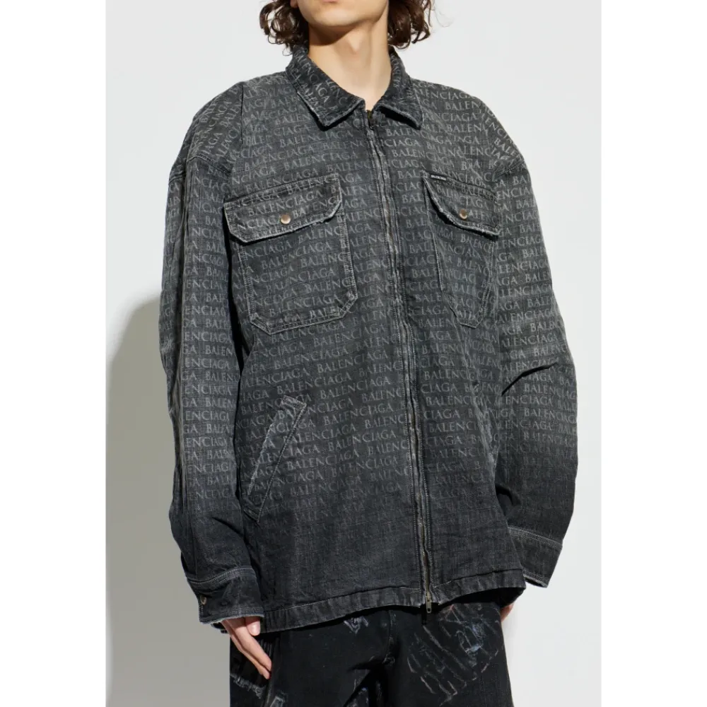 Jakker<Balenciaga Monogram Denimjakke Grå