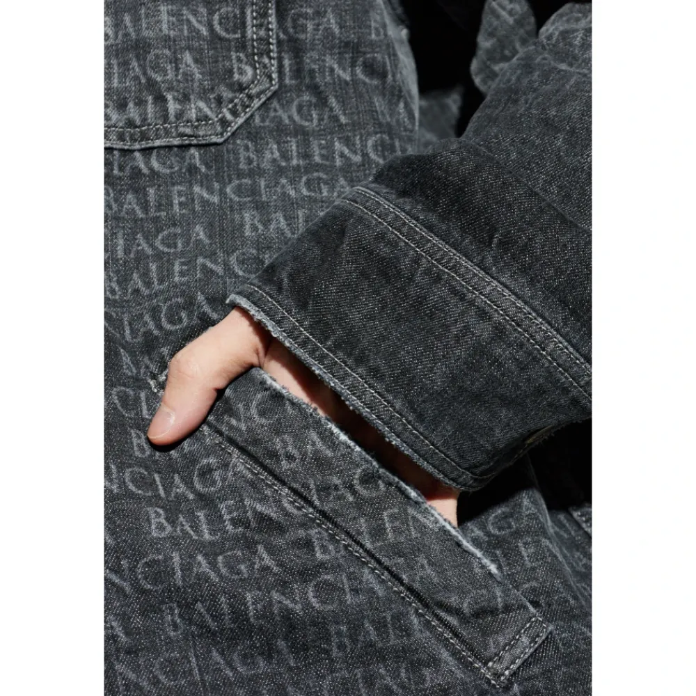 Jakker<Balenciaga Monogram Denimjakke Grå