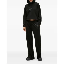 Striktrøjer & Sweatere^Karl Lagerfeld Monogram Hættetrøje med Nitter Sort