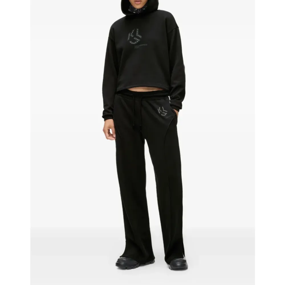 Striktrøjer & Sweatere^Karl Lagerfeld Monogram Hættetrøje med Nitter Sort