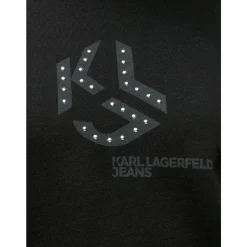 Striktrøjer & Sweatere^Karl Lagerfeld Monogram Hættetrøje med Nitter Sort