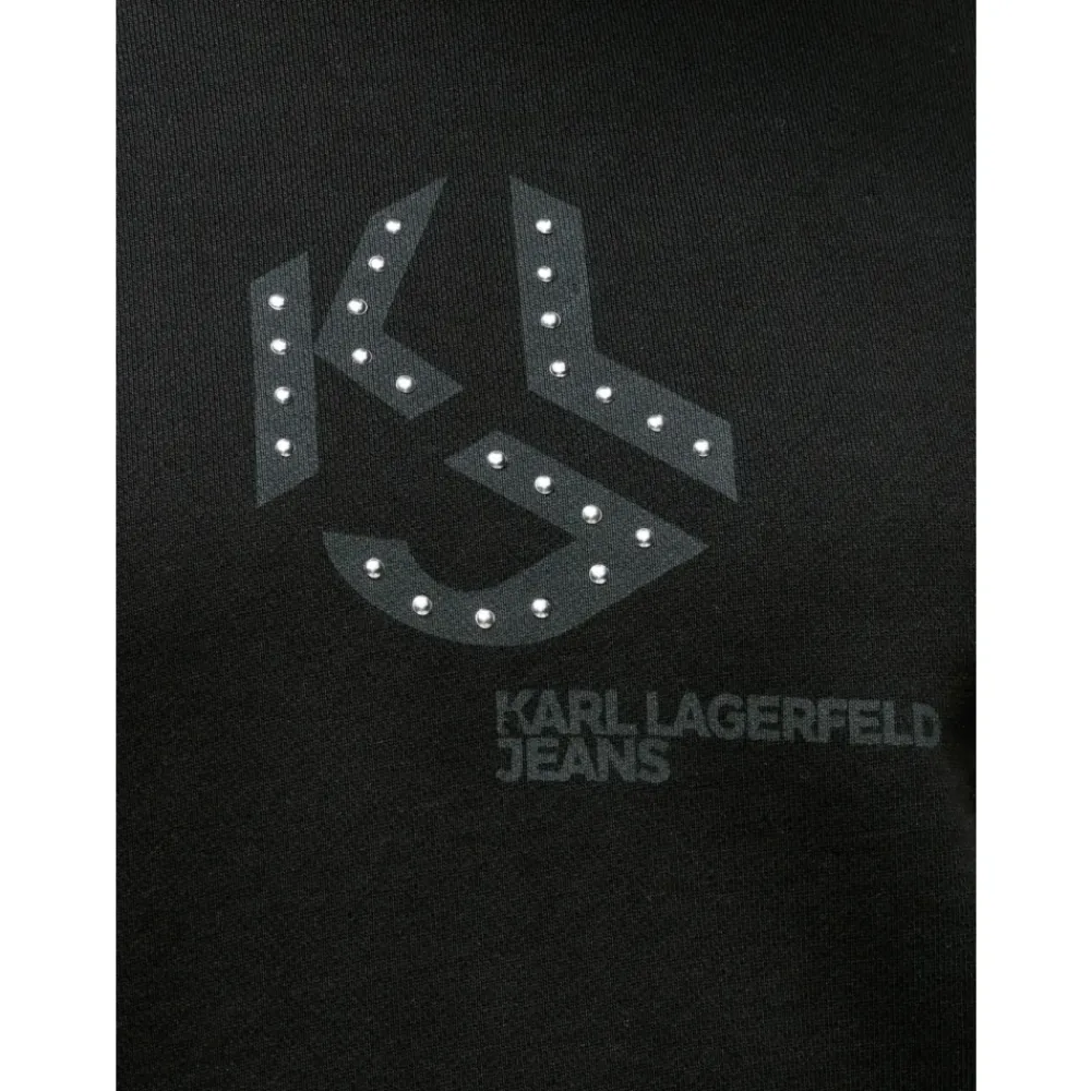 Striktrøjer & Sweatere^Karl Lagerfeld Monogram Hættetrøje med Nitter Sort