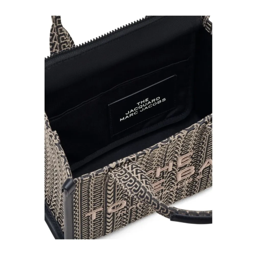 Indkøbstasker<Marc Jacobs Monogram Jacquard Top Handle Taske Sort