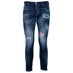 Jeans<Dsquared2 Mørk Neon Splash Ripped Jeans Blå
