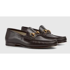 Loafers<Gucci Mørkee Læder Horsebit Loafers Brun
