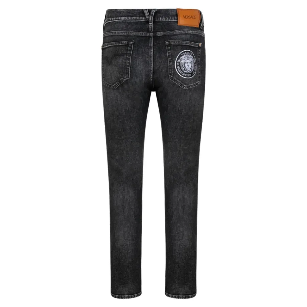 Jeans<Versace Mørke La Medusa Broderi Jeans Grå