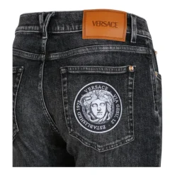 Jeans<Versace Mørke La Medusa Broderi Jeans Grå