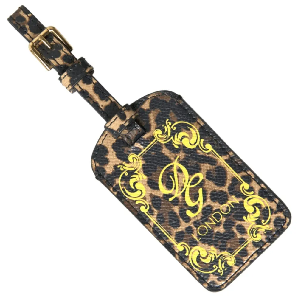 Tilbehør Til Tasker<Dolce & Gabbana Leopard Læder Kuffertmærke Multifarvet