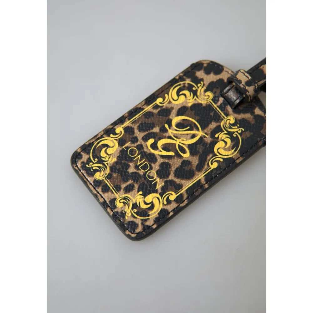 Tilbehør Til Tasker<Dolce & Gabbana Leopard Læder Kuffertmærke Multifarvet