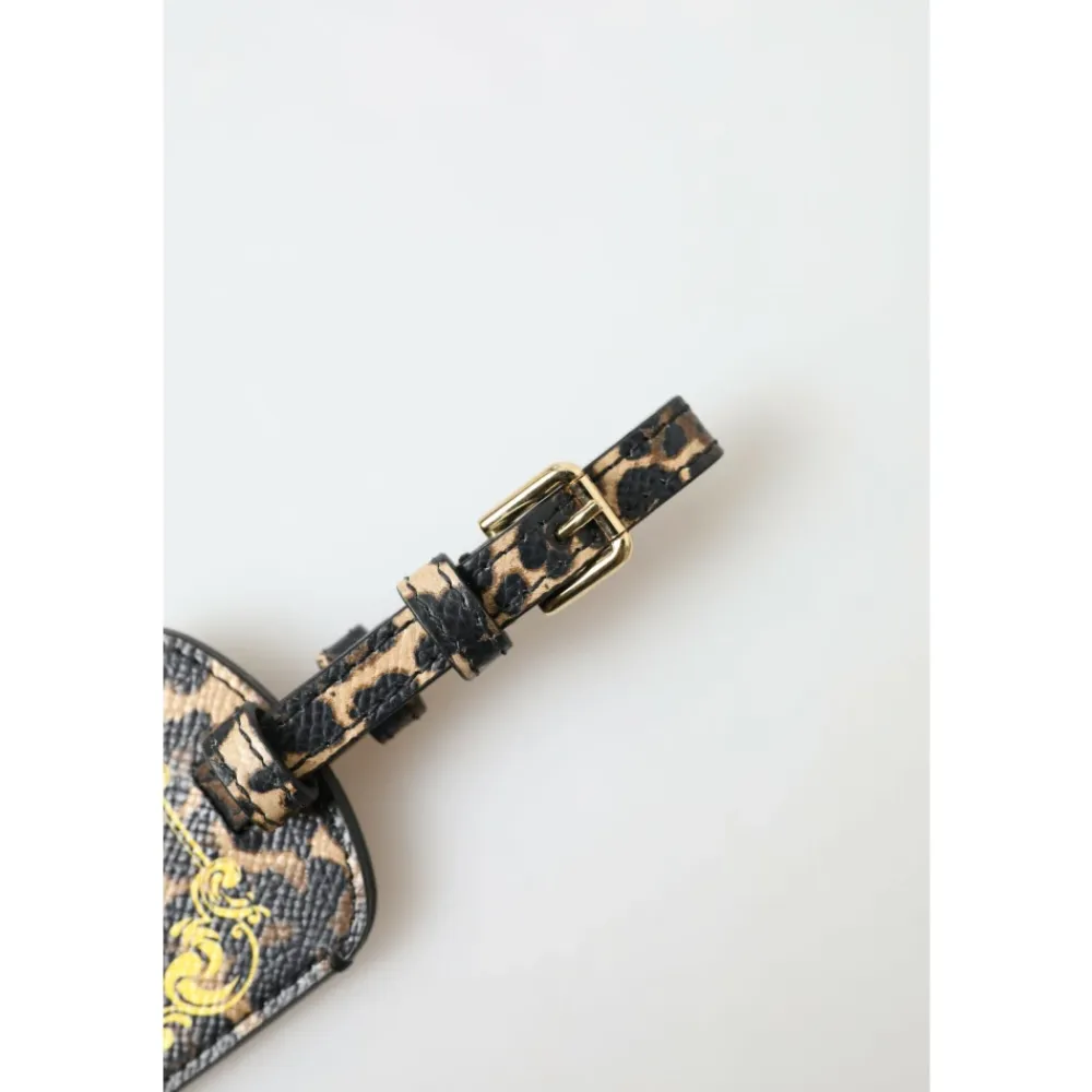 Tilbehør Til Tasker<Dolce & Gabbana Leopard Læder Kuffertmærke Multifarvet