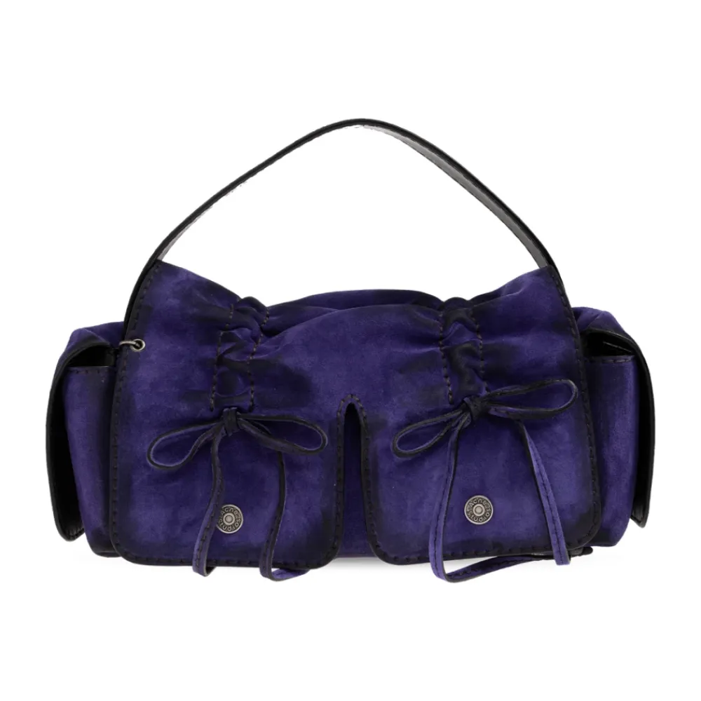 Tasker|Håndtasker<Acne Studios Multipocket Suede Shoulder Bag Lilla