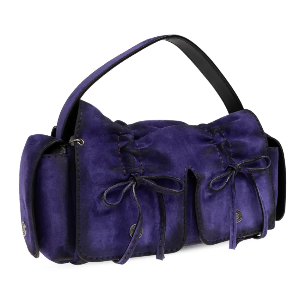 Tasker|Håndtasker<Acne Studios Multipocket Suede Shoulder Bag Lilla