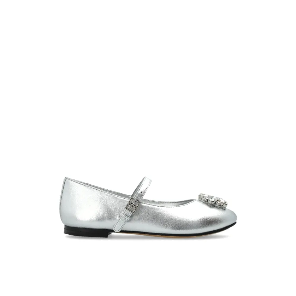 Ballerinasko<Dolce & Gabbana Nappa Læder Ballerinasko med Broche Grå